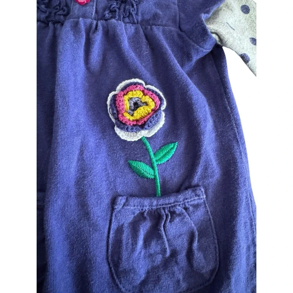 VTG Baby Girl Size 3M One-Piece Outfit‎ 100% Cotton Long Sleeve Blue Embellished